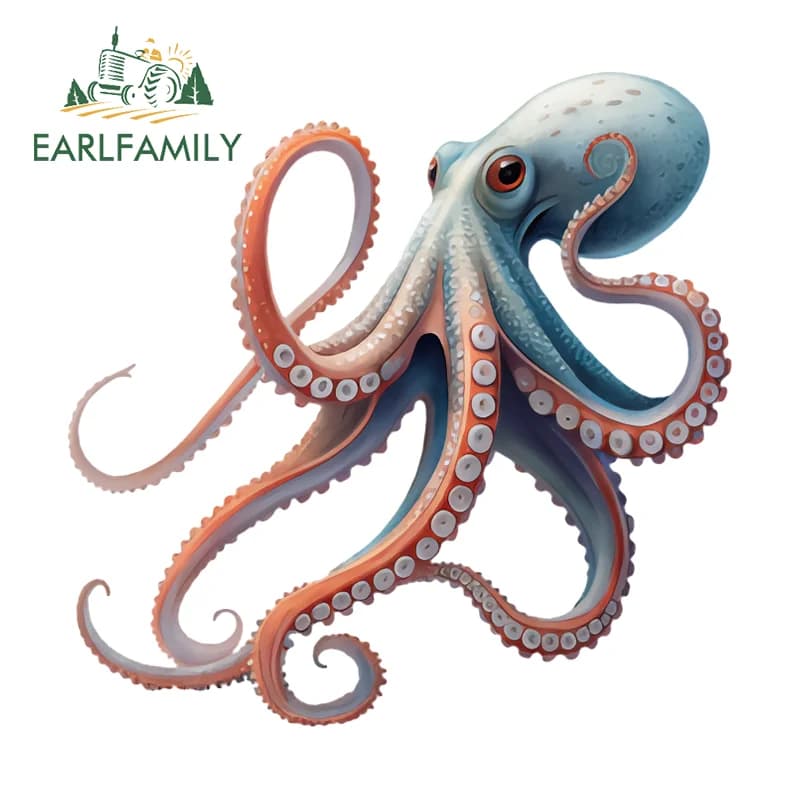 EARLFAMILY Adesivo Polpo Tentacolo Creativo Personalizzato per Scatola da Pesca, Grafica in Vinile Fai da Te per Borraccia e Bottiglia d'Acqua