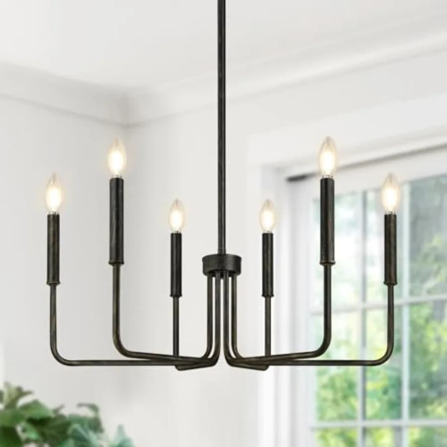 Lampadario Chelier in Stile Rustico Antico per Sala da Pranzo, Lampada a Sospensione Vintage a Candela