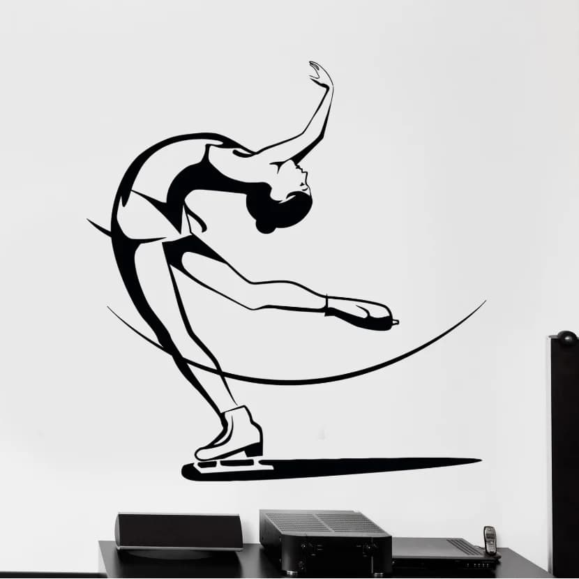 Ice Skater Wall Decal Ice Skating Ski Winter Sport Wall Sticker Home Interior Decor Mural Vinyl Removable Wallpaper S684