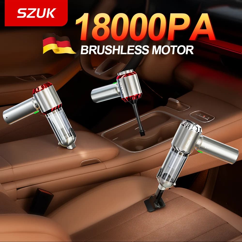 Aspirapolvere Portatile Senza Fili SZUK 18000Pa, Mini Aspiratore per Auto, Casa e Tastiera, Pulitore Cordless