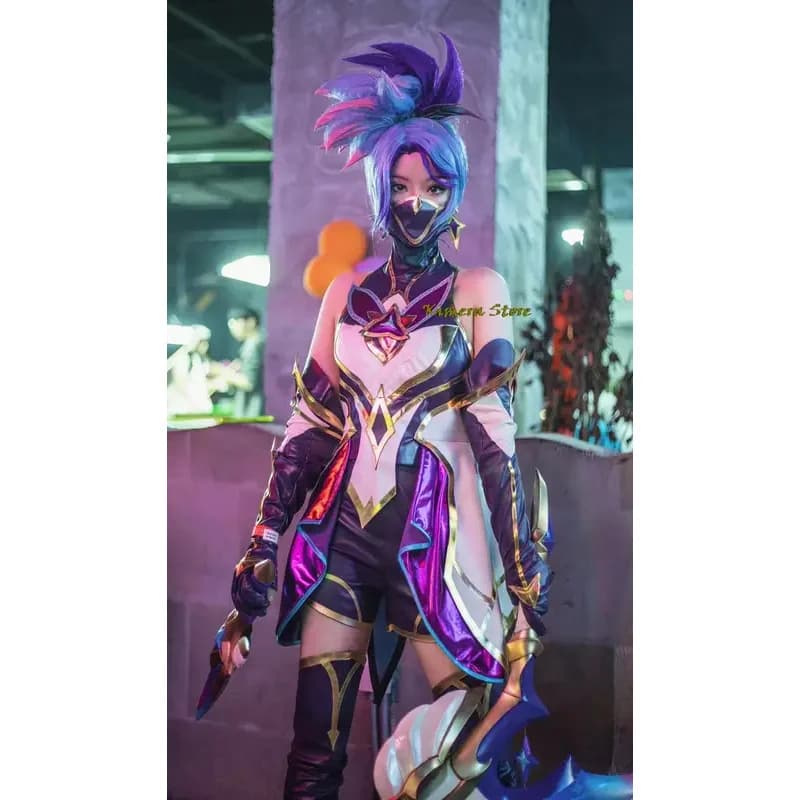 Gioco LOL Star Guardian Akali Cosplay Set sexy da donna Costume Halloween Festa di Natale Cos Dress Outfit Set completo; 2'd,5.h;