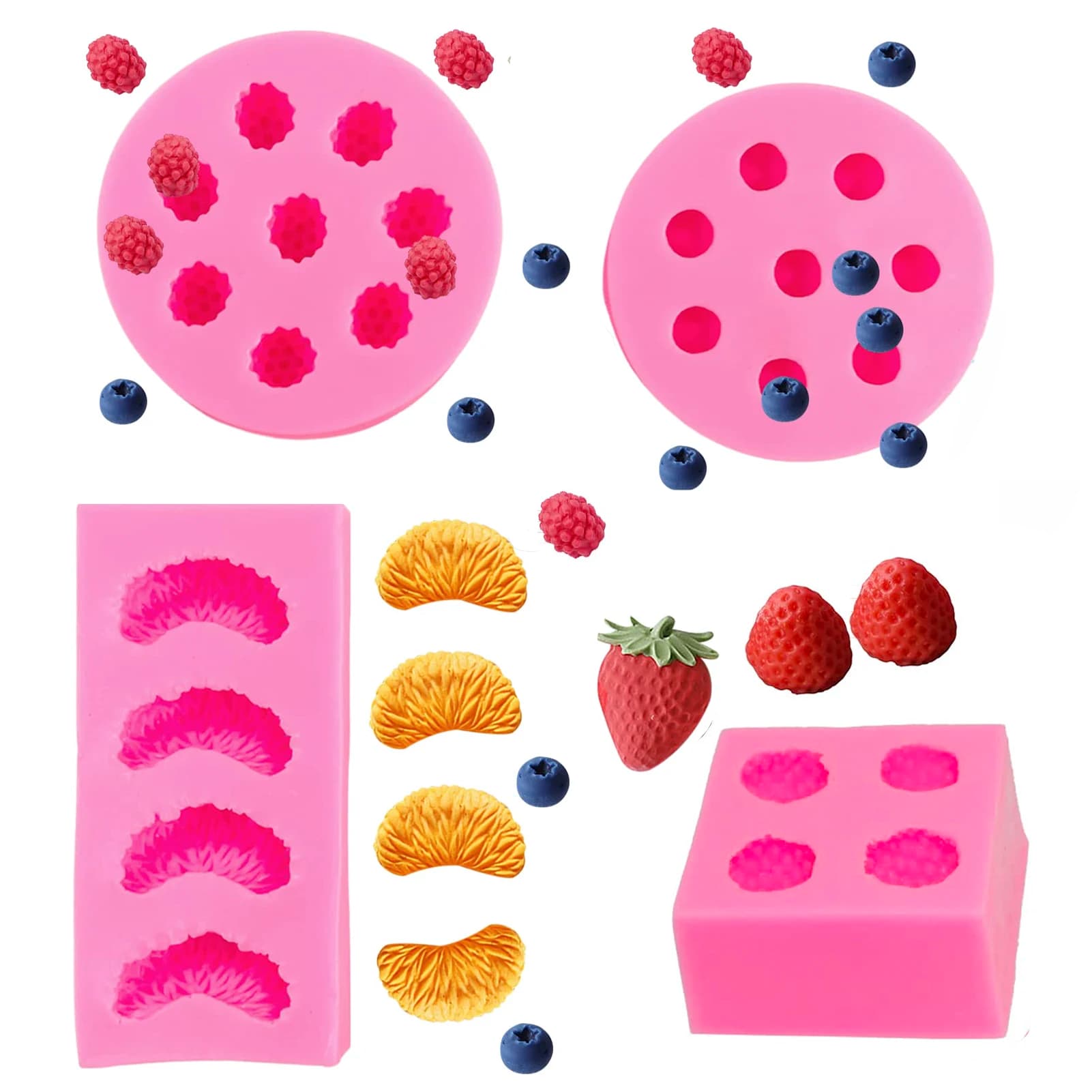 Stampi per candele Stampi per gelatine Stampo per frutta 3D Stampo per fondente al cioccolato in silicone per candele di cera fai da te, sapone, torta, cupcake Topper