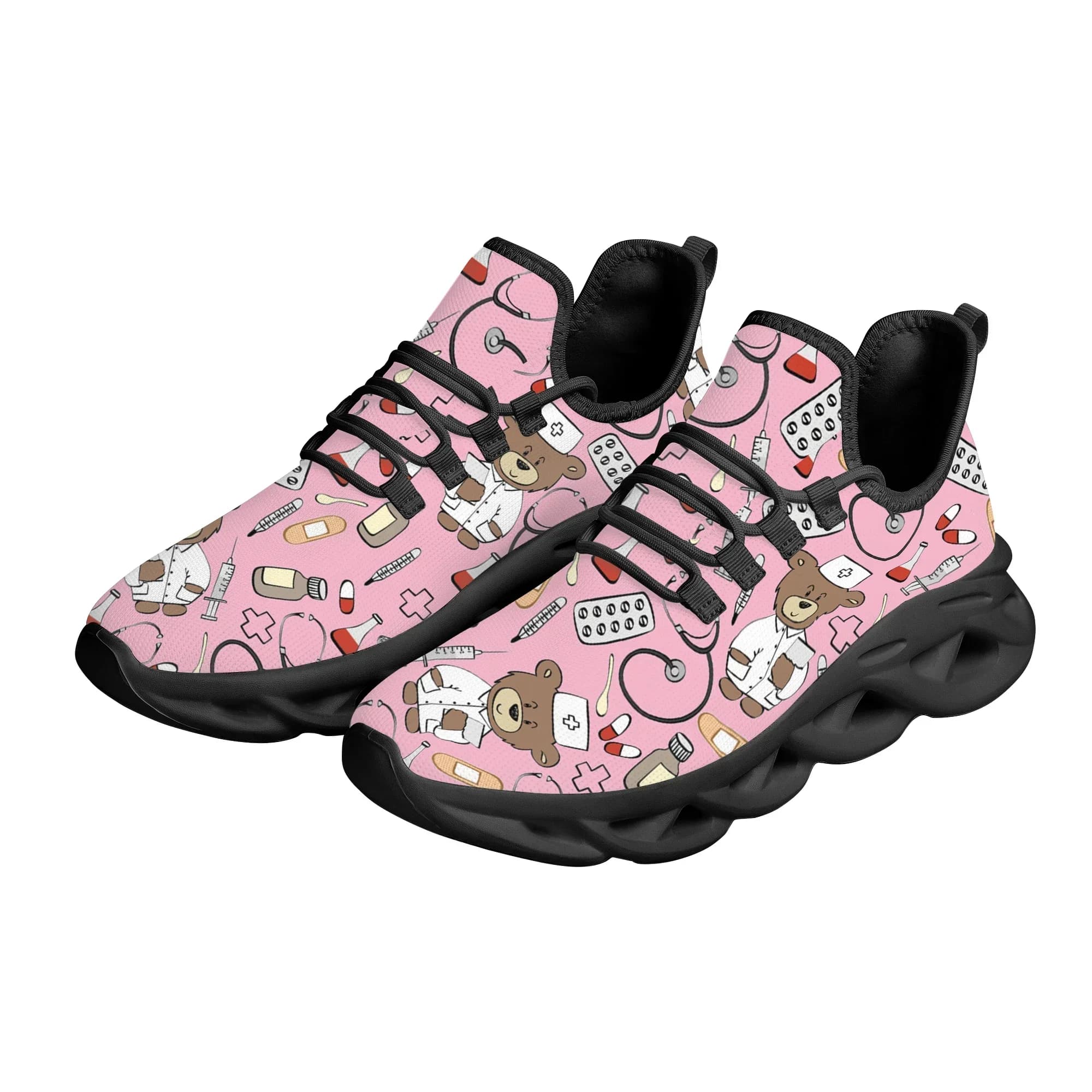 Scarpe da infermiera rosa a forma di cartone animato per donna, scarpe basse da donna, scarpe da corsa, sneakers leggere in rete, calzature da donna, Chaussure Femme