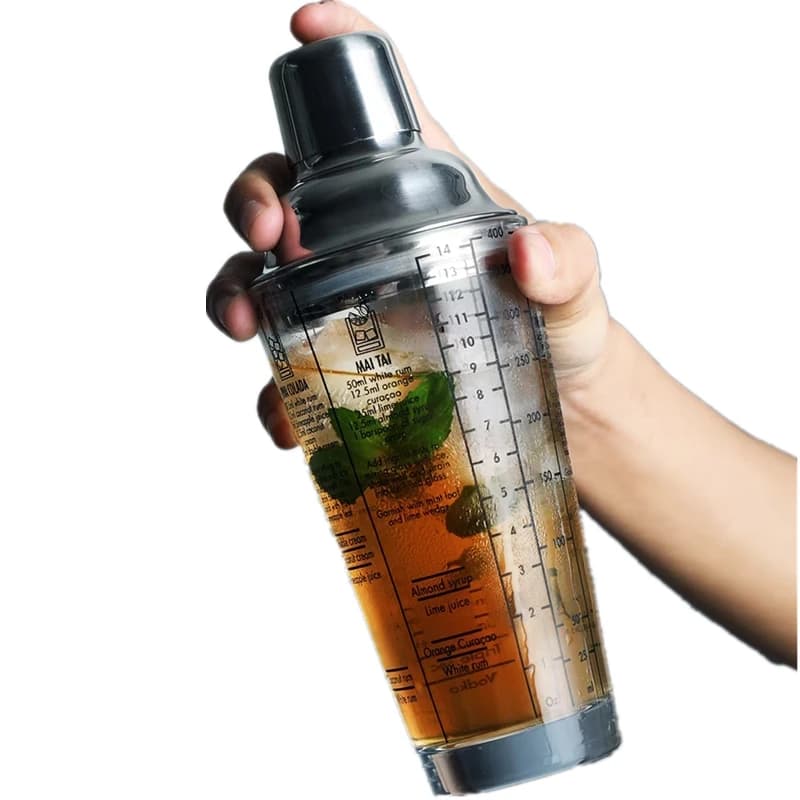 Strumento da bar shaker per cocktail Boston Bar in acciaio inossidabile Mix Master Glass da 450 ml