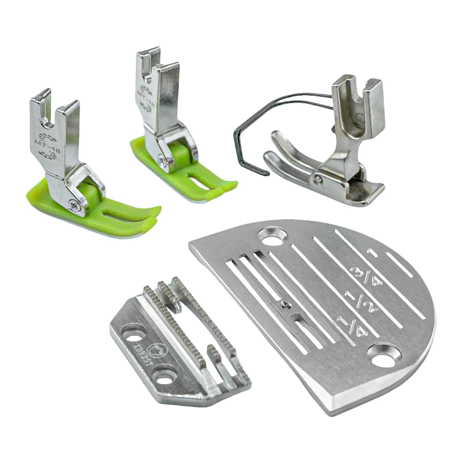 Kit piatto portaaghi standard + dente avanzatore + piedino per macchine da cucire 1 ago JUKI/BROTHER/SINGER/JACK (Confezione da 5 pezzi)