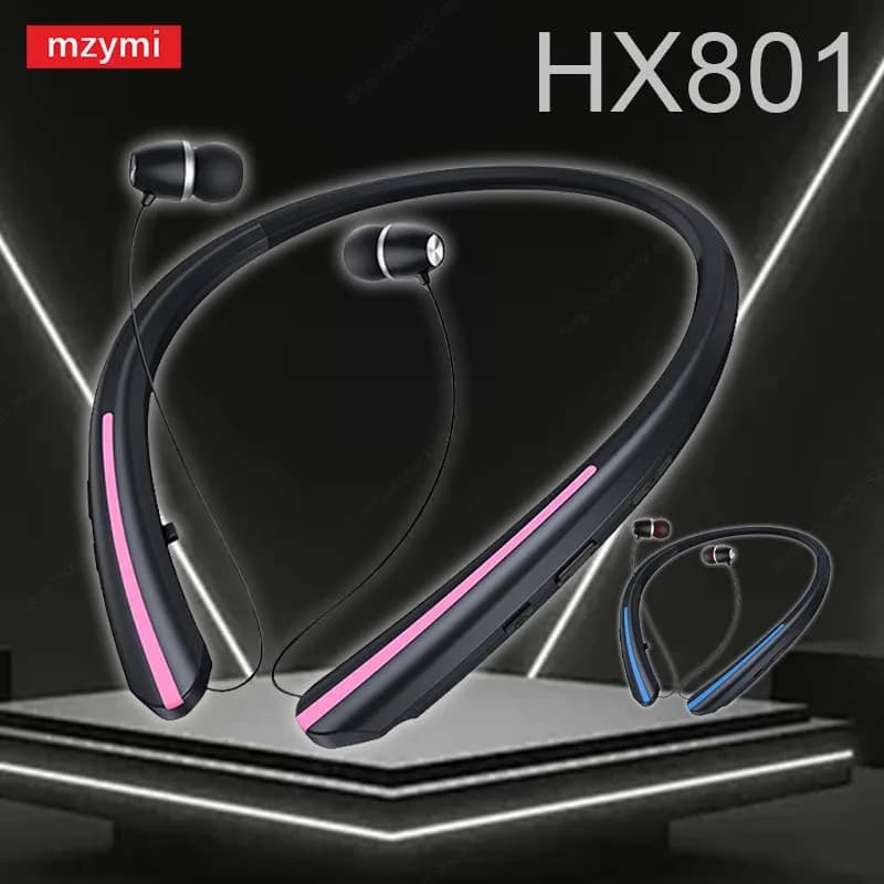 Mzymi HX801 Auricolare con archetto da collo Cuffie intrauricolari wireless Auricolari Bluetooth con cancellazione del rumore Cuffie sportive impermeabili con microfono