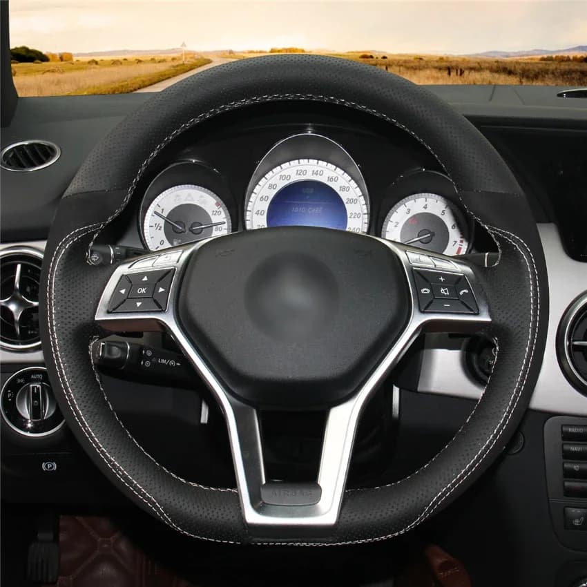 Coprivolante in Pelle Cucito a Mano Antiscivolo per Mercedes Benz Classe A 2013-2015, Classe CLA 2013-2014, Classe C
