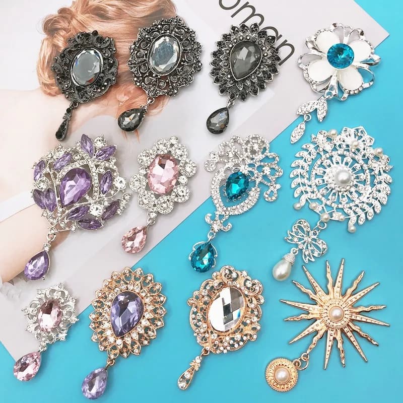 Nuovi vari stili 2Pc accessori spilla di strass di cristallo carta di invito di nozze fai da te confezione regalo di vetro di vino decorazione creativa
