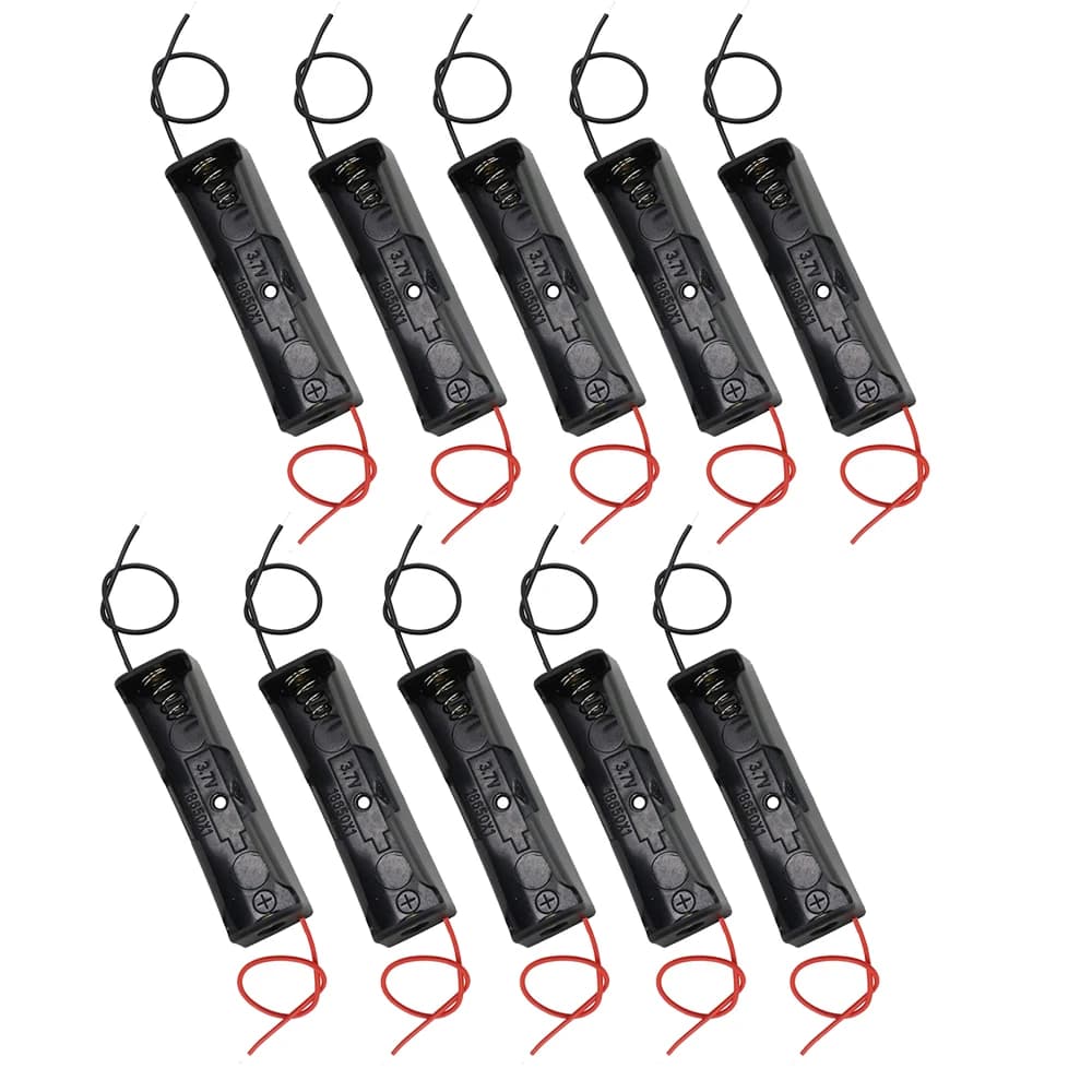 10 pcs 18650 Battery Holder Accumulators And Power Charger Box Plastic Battery Storage Box With 150mm Lead Wire Hold 1X 18650 Battery