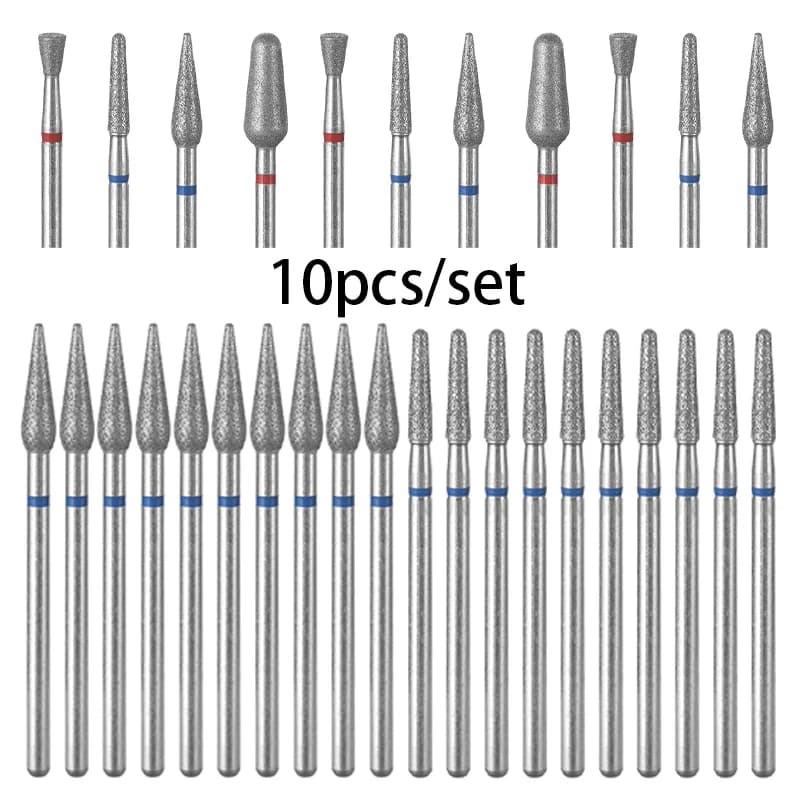 10 pz/set punte da trapano per unghie diamantate 1.5mm punta per cuticole professionale per trapano per unghie lucidatura fresa accessori per manicure