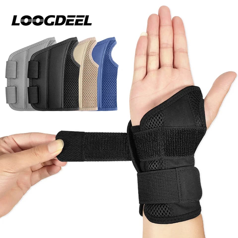 LOOGDEEL 1 Pezzo Supporto per Polso Regolabile, Fascia Compressiva per Tunnel Carpale, Sollievo dal Dolore da Artrite e Tendinite, Braccialetto per Uomo