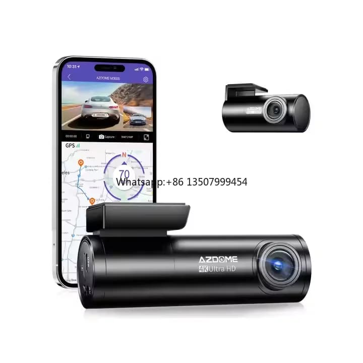 AZDOME M300S Dash Cam 4K with Night Vision, WiFi 5G, GPS Navigator, Dual Lenten Recorder and Vocal Control