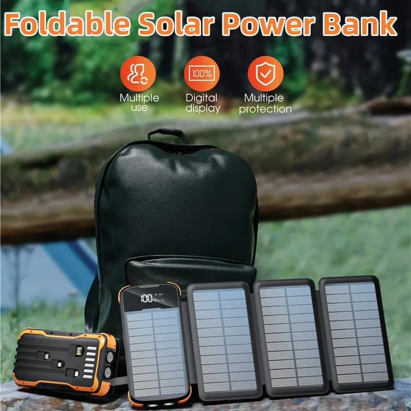 Solar Power Bank 43800mAh Caricatore portatile pieghevole doppio USB per iPhone 17 16 Samsung Xiaomi Powerbank con batteria di ricambio leggera
