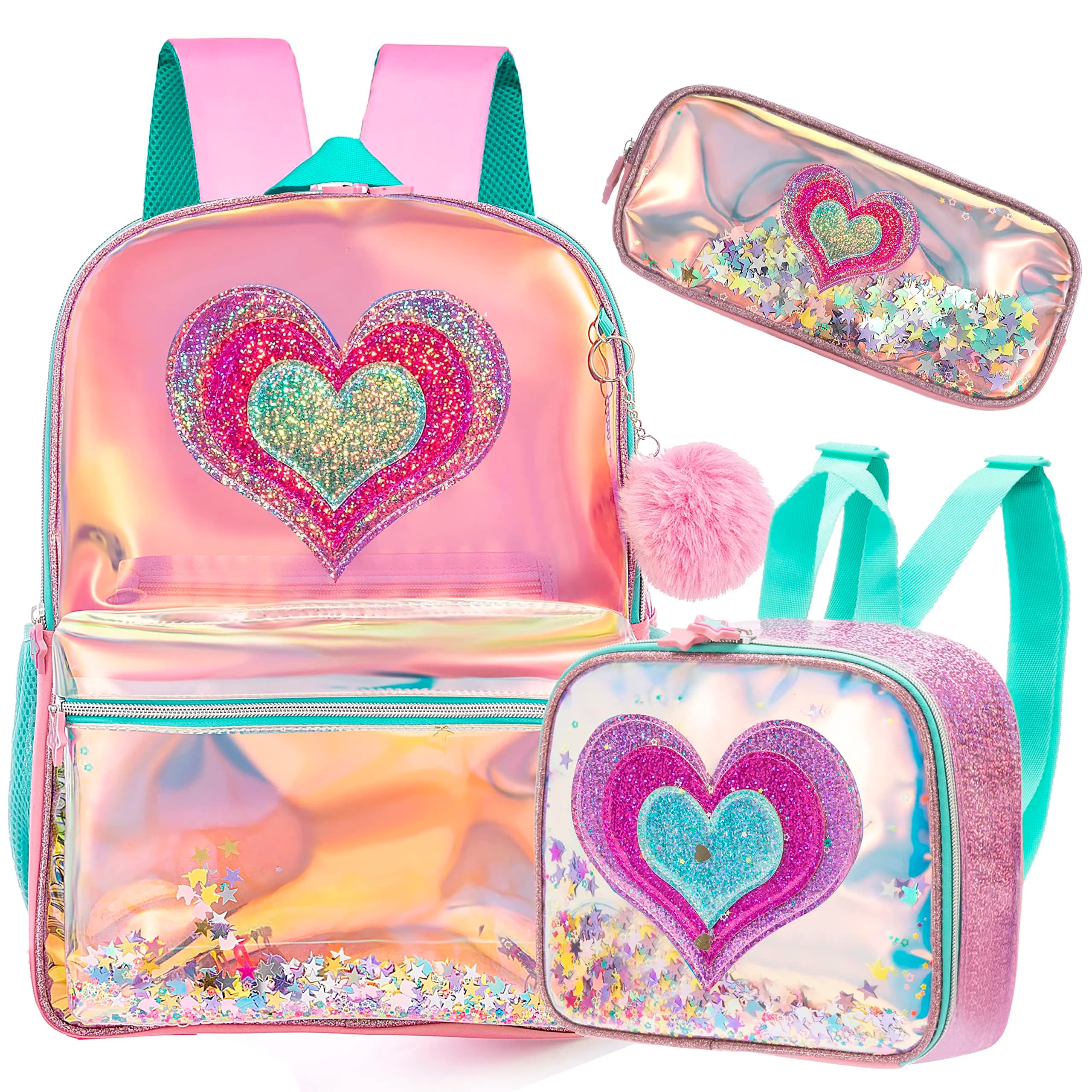 Meetbelify Zaino per ragazze e bambini Zaino trasparente per studenti della scuola materna elementare Borsa da viaggio a grandezza naturale con portapranzo