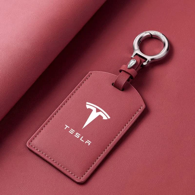 Leather Car Smart NFC Card Key Case Fob Cover Protector Shell For Tesla Model 3 Model S Model X Model Y Keychain Accessories