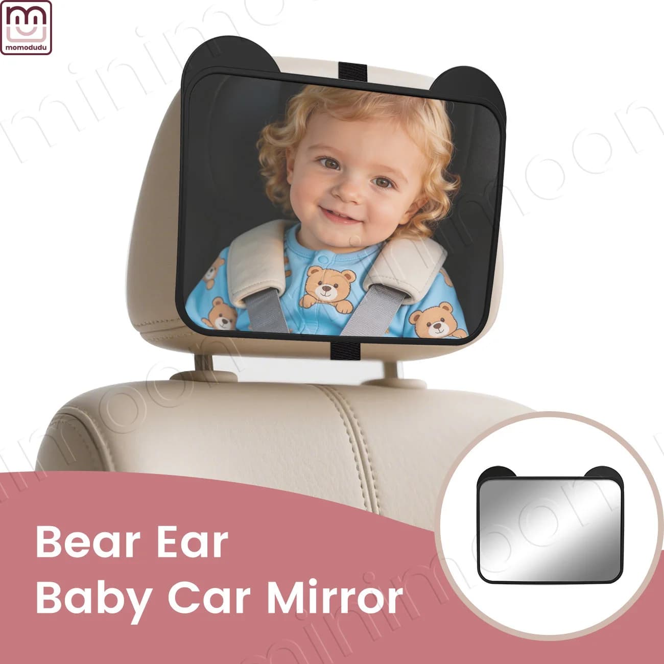 Specchietto per Auto con Orecchie da Orso, Monitor di Sicurezza Regolabile ad Angolo Ampio per Bambini Rivolti all'Indietro - Divertente e Funzionale