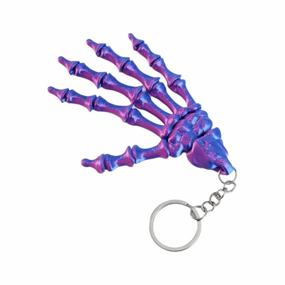 Creative Skeleton Hand Keychain Handmade Novelty Skull Hand Key Ring Gradient Flexible Joint Movable Skeleton Hand