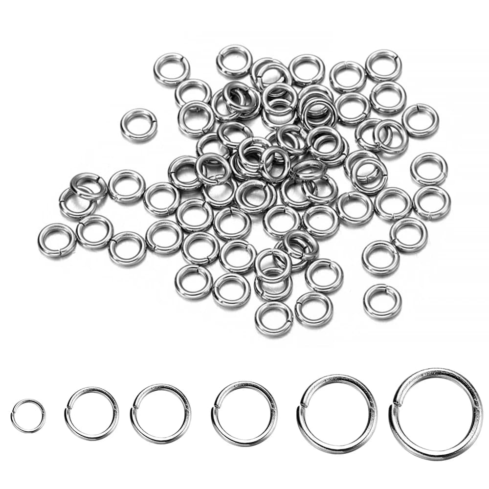 200 Pieces Open Stainless Steel Rings 3-10mm, Single Circle Connectors for Make-up Jewelry ♪