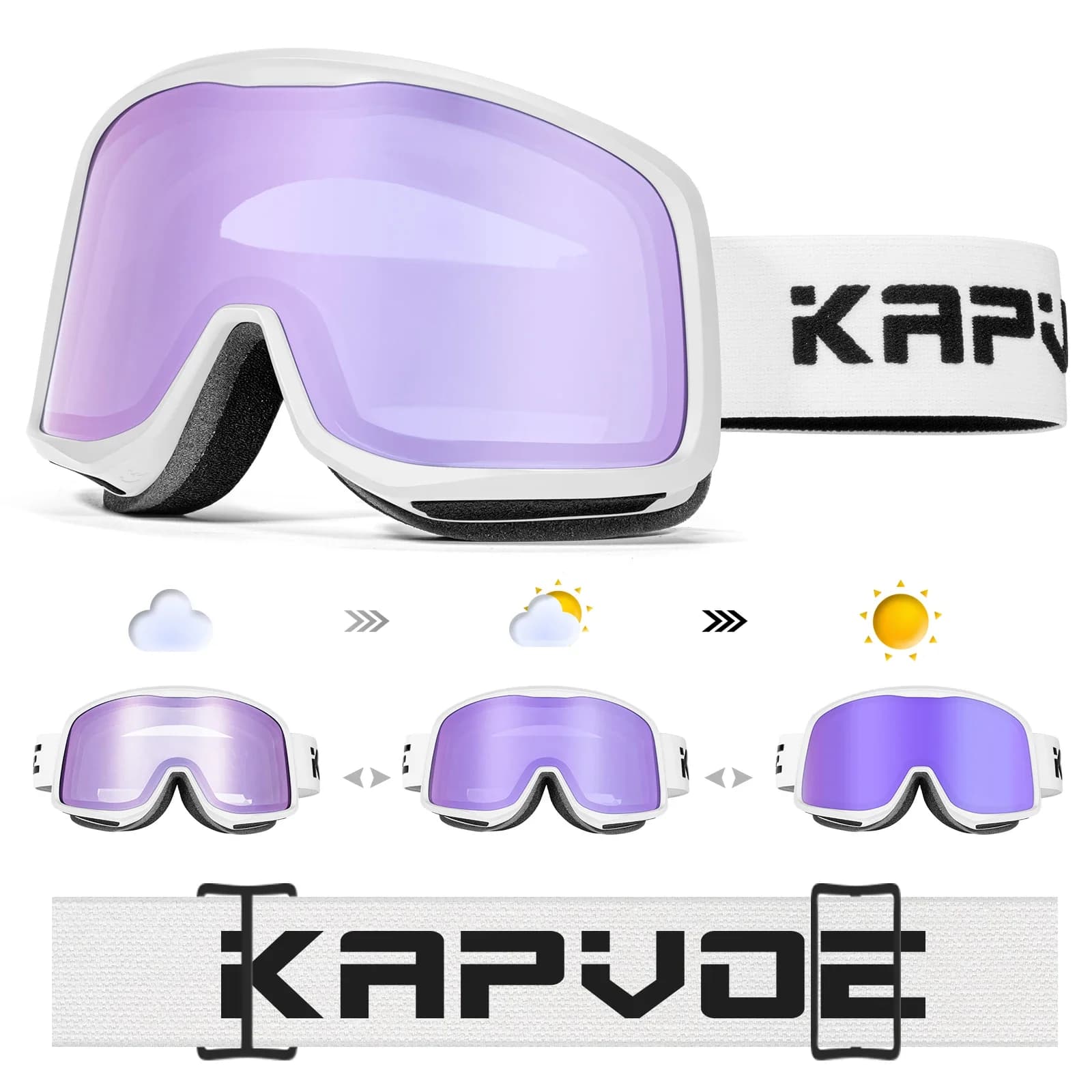 KAPVOE Occhiali da sci con lenti ribaltabili magnetiche Protezione antiappannamento UV400 Occhiali da snowboard Adatto per uomini Donne Adolescenti Occhiali da neve
