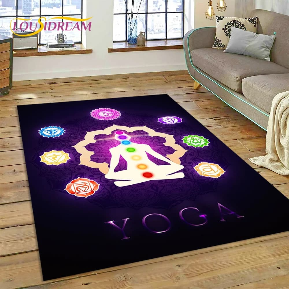 3D Yoga Zen Naturalize Meditation Rainbow 7 Chakra Area tappeto, tappeto per soggiorno camera da letto divano zerbino Decor, tappetino antiscivolo
