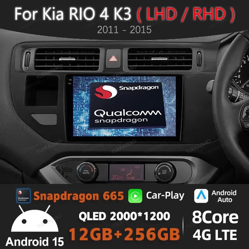 Autoradio Android 15 per Kia RIO 4 K3 2011-2015 con FM GPS NAVI Bluetooth, Lettore Multimediale Video, Autoradio 4G WIFI SWC