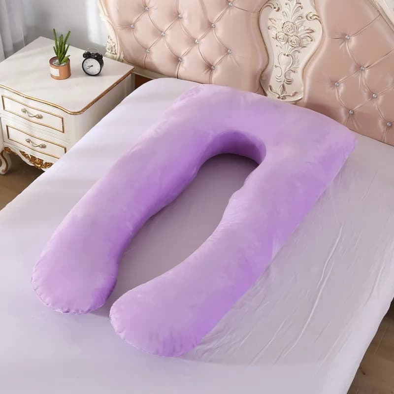 Cuscino per la Gravidanza a U Viola 70x120cm - Cuscino Morbido in Pile per il Corpo, Supporto Lombare Multifunzione per Dormire
