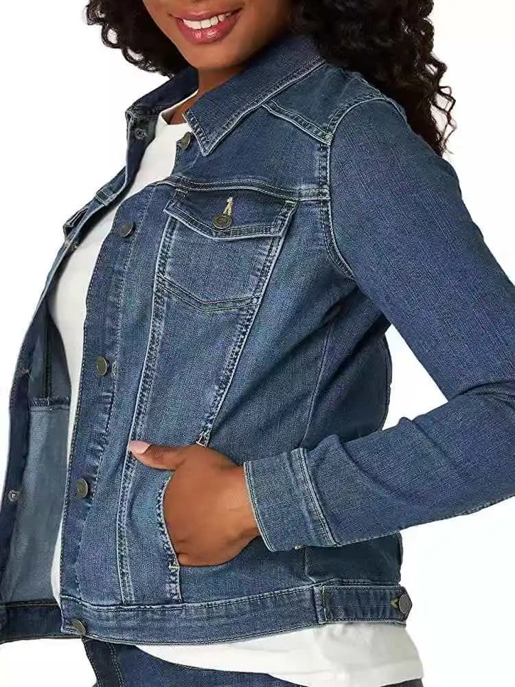 Nuova collezione Amazon 2021: Abbigliamento femminile per il commercio estero, moda europea e americana, giacca corta in denim, giacca slim-fit a maniche lunghe.