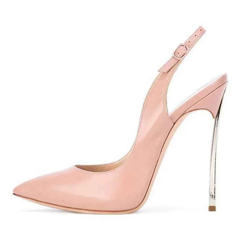 Primavera e autunno nuove scarpe sexy in pelle poco profonda a punta in metallo sottile abito da banchetto con tacco alto sandalo da donna di grandi dimensioni personalizzato