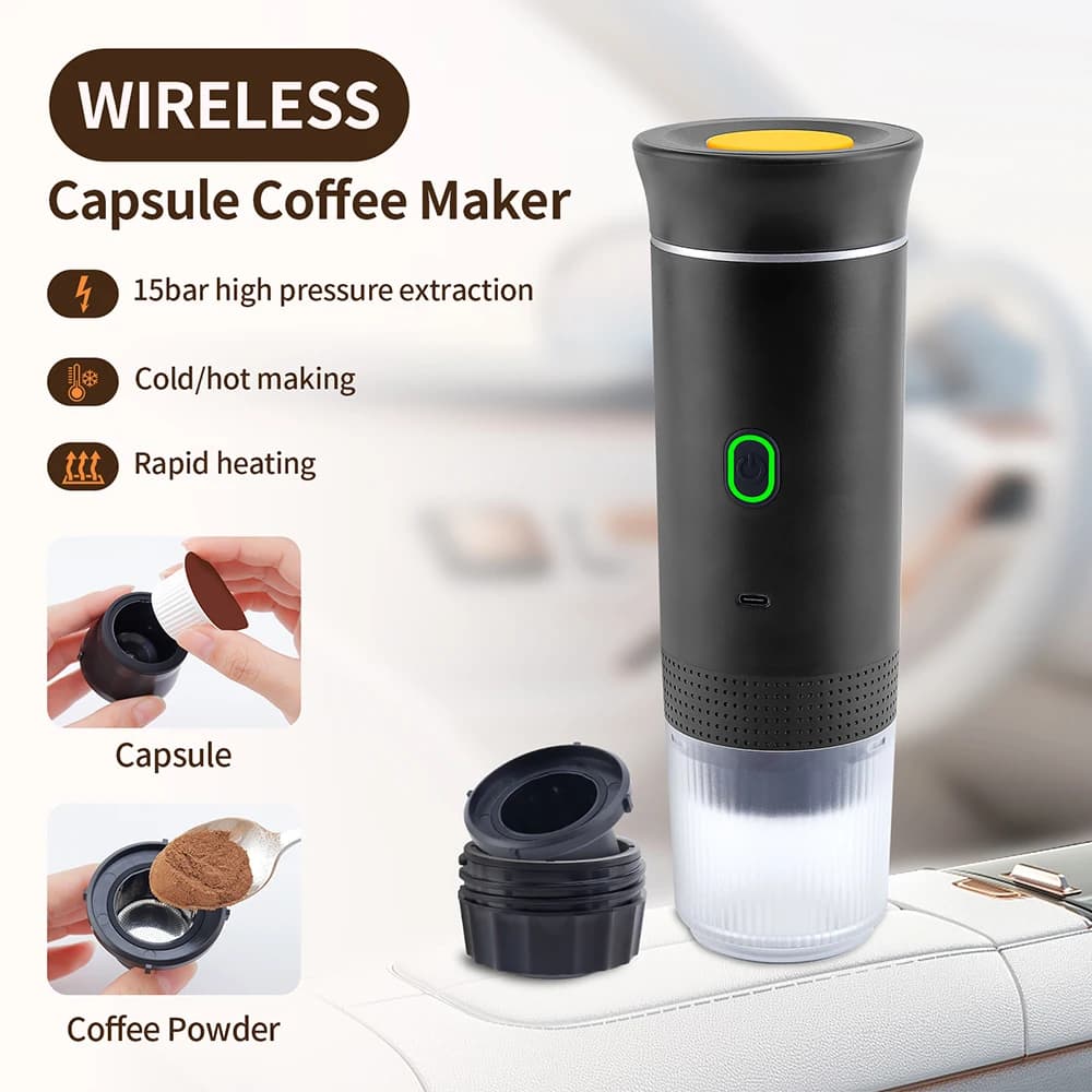 60 ml Wireless Electric espresso machine Powder coffee machine with detachable capsule for home camping car machine