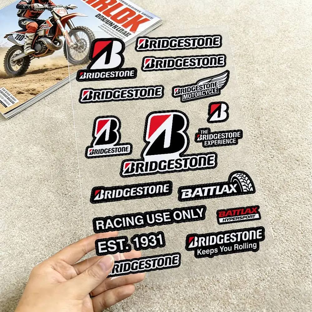 For Bridgestone Reflective Motorcycle Stickers, 3M Safety Warning At Night In The Dark Scooter Helmets
