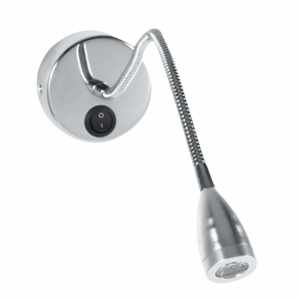 Lampada da Parete LED Argento AC85-265V, Luce Flessibile a 360 Gradi con Collo d'Oca, Design Regolabile, Lampada LED 3W per Dormitorio