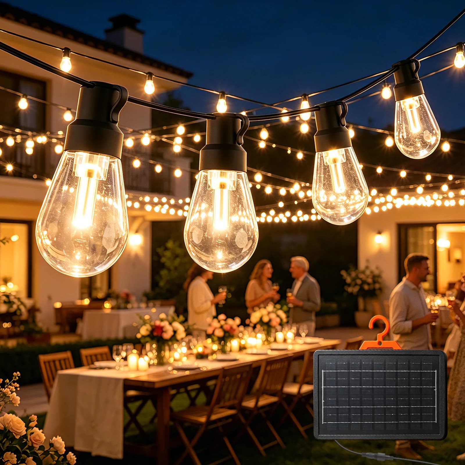 Outdoor Solar String Lights Waterproof Edison Bulb Christmas Garland,Garden,Terrace,Balcony,Camping,Party Retro Decor Fairy Lamp