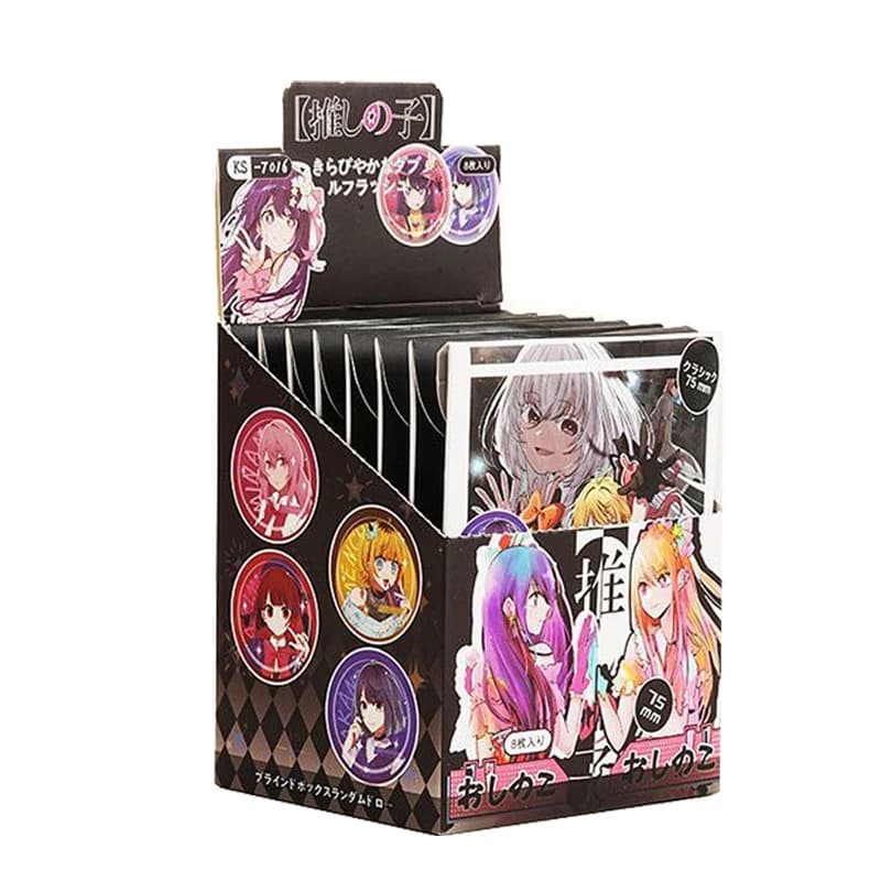 Oshi No Ko 75mm Broken Glass Laser Badge Blind Box Anime Hoshino Ai Tin Brooch Pin Collectible Fans Gift