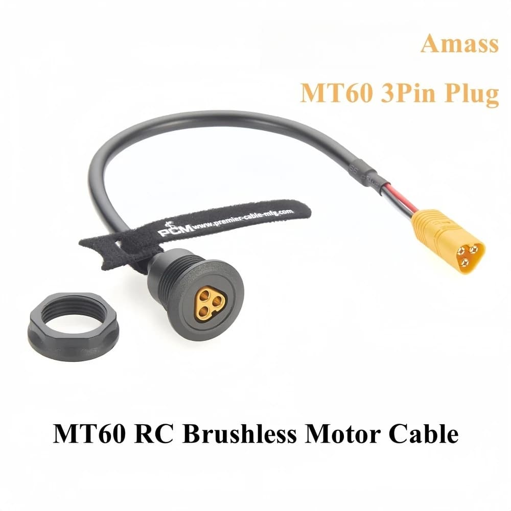 Amass MT60 Brushless Motor Connector Cable XT60 Male-female 3-pole extension cable for round panel mounting for drone with duct fan