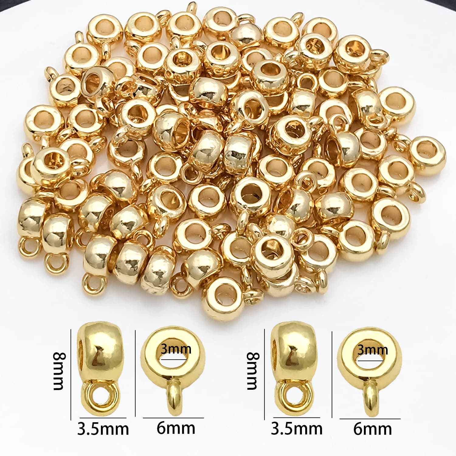 10 pz. Connettori a clip in ottone placcato oro 18K per ciondoli, perline distanziatrici, fermagli per bracciali e collane, per la creazione di gioielli