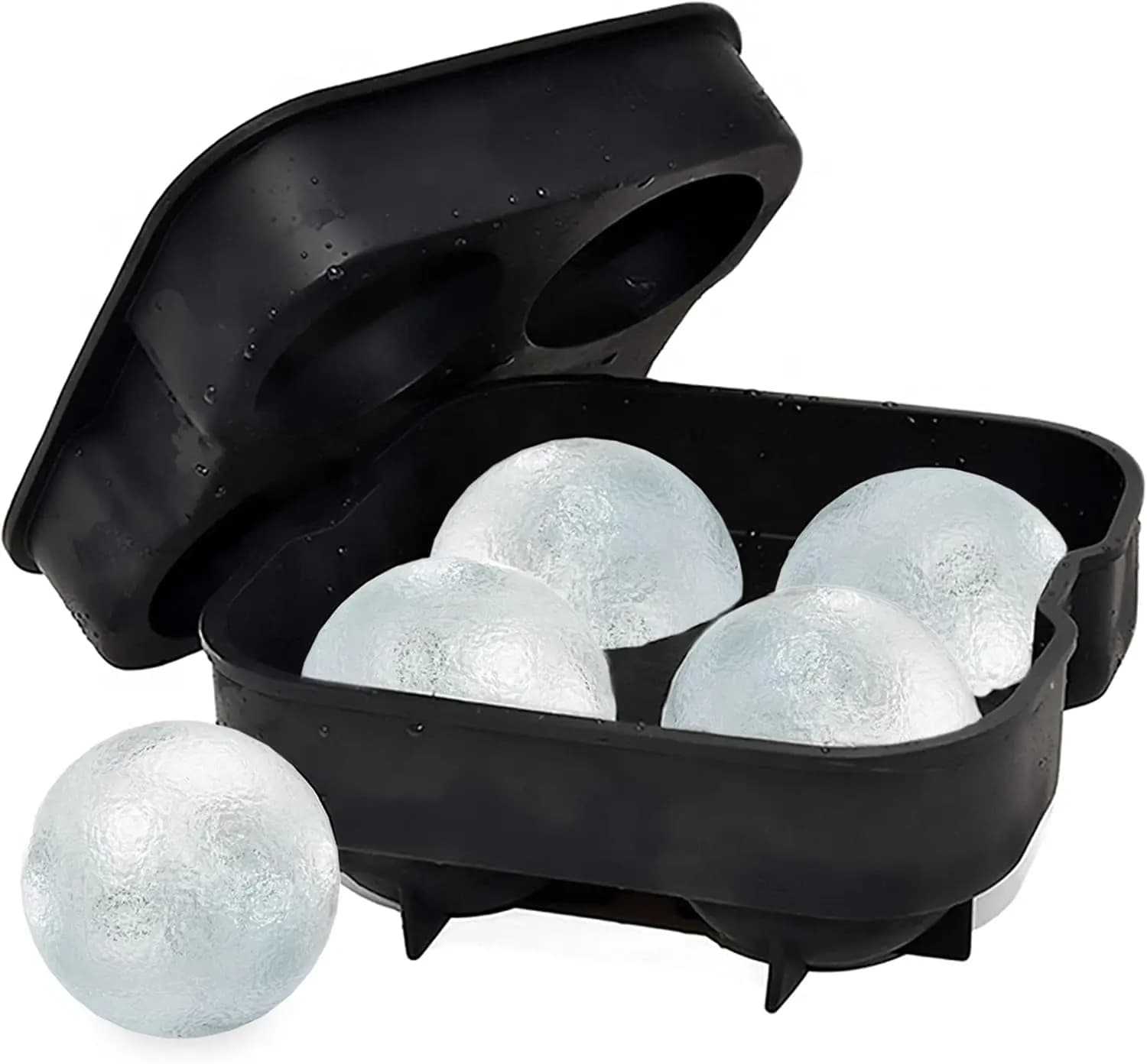 Stampi per il ghiaccio-Vassoio per cubetti in silicone con coperchio-Macchina per il ghiaccio a rilascio facile da riempire-Grandi feste Eventi Sfera di palline refrigeranti per bevande al whisky