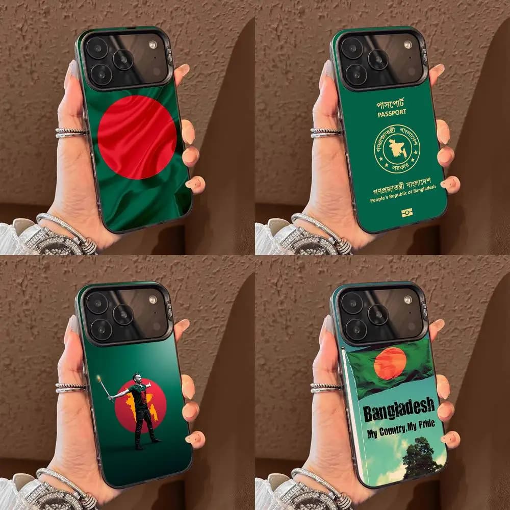 Custodia per telefono con bandiera per passaporto Bangladesh per iPhone 17,16,15,14,13,12,Pro,Max,Plus,E,SE4,Air,Mini scatola IMD nera