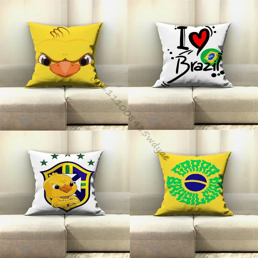 Federa per cuscino della squadra di calcio Brasil Brazil Futebol, adatta per la decorazione di casa, camera da letto, auto, ufficio, soggiorno, divano.
