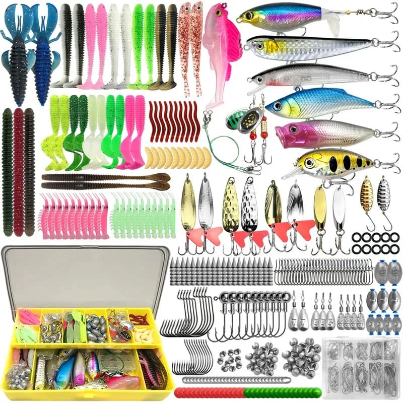 Fishing bait kit 83/133/193/239/409 Pieces, Multi-Esca Set for Trout, Luccio e Spigola, Box Door Tools Stratified, Professional Equipment for Open Fishing