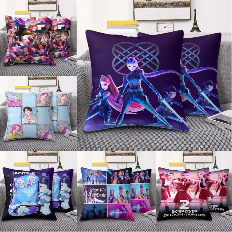 Cuscino Decorativo K-Pop Demon Hunters, Cuscino Anime di Tendenza per Divano, Letto, Soggiorno, Cuscino d'Accento, Regalo per la Casa