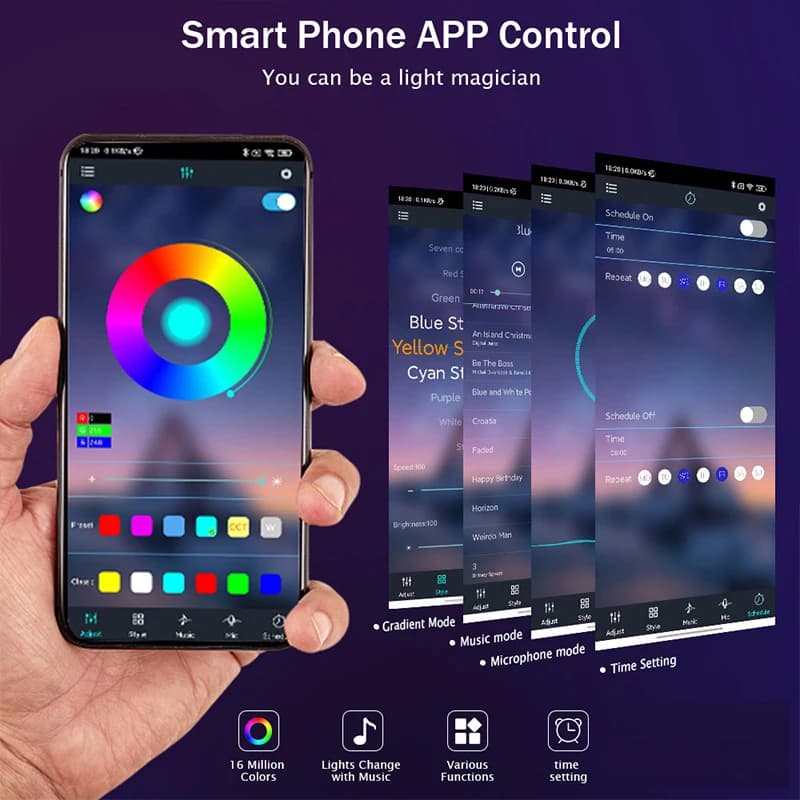 Luci al Neon LED RGB Bluetooth 5V con Controllo App e Telecomando, Illuminazione Flessibile per Decorazione Camera da Letto