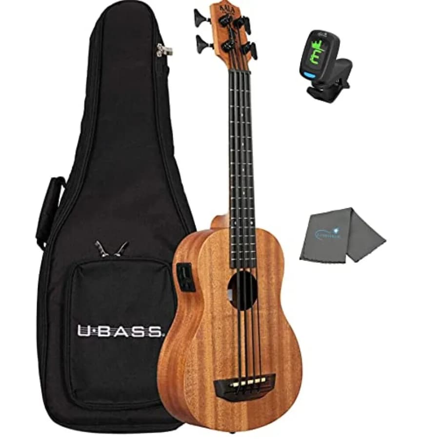 U Bass Nomad Acoustic-Electric Ukulele for travel and practice, solid mahogany body in natural satin finish, lightweight and po