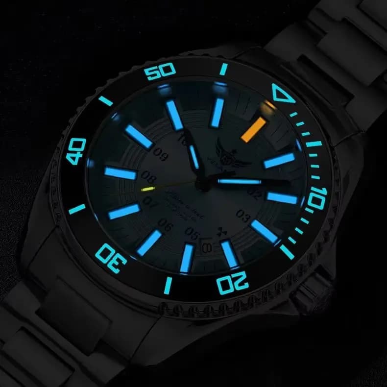Orologio Meccanico Automatico Yelang SUPER Luminoso per Uomo, 24 Gioielli Giapponesi, Vetro Zaffiro, Impermeabile 300M, Quadrante Rotante