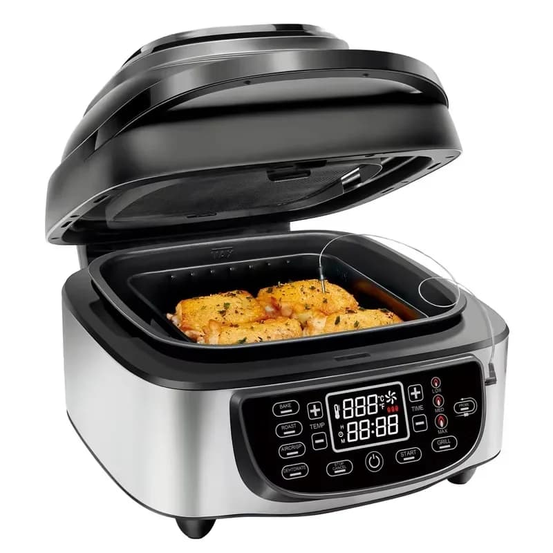 Electric smokeless 7L 1800W LED digital display stainless steel barbecue air fryer combination