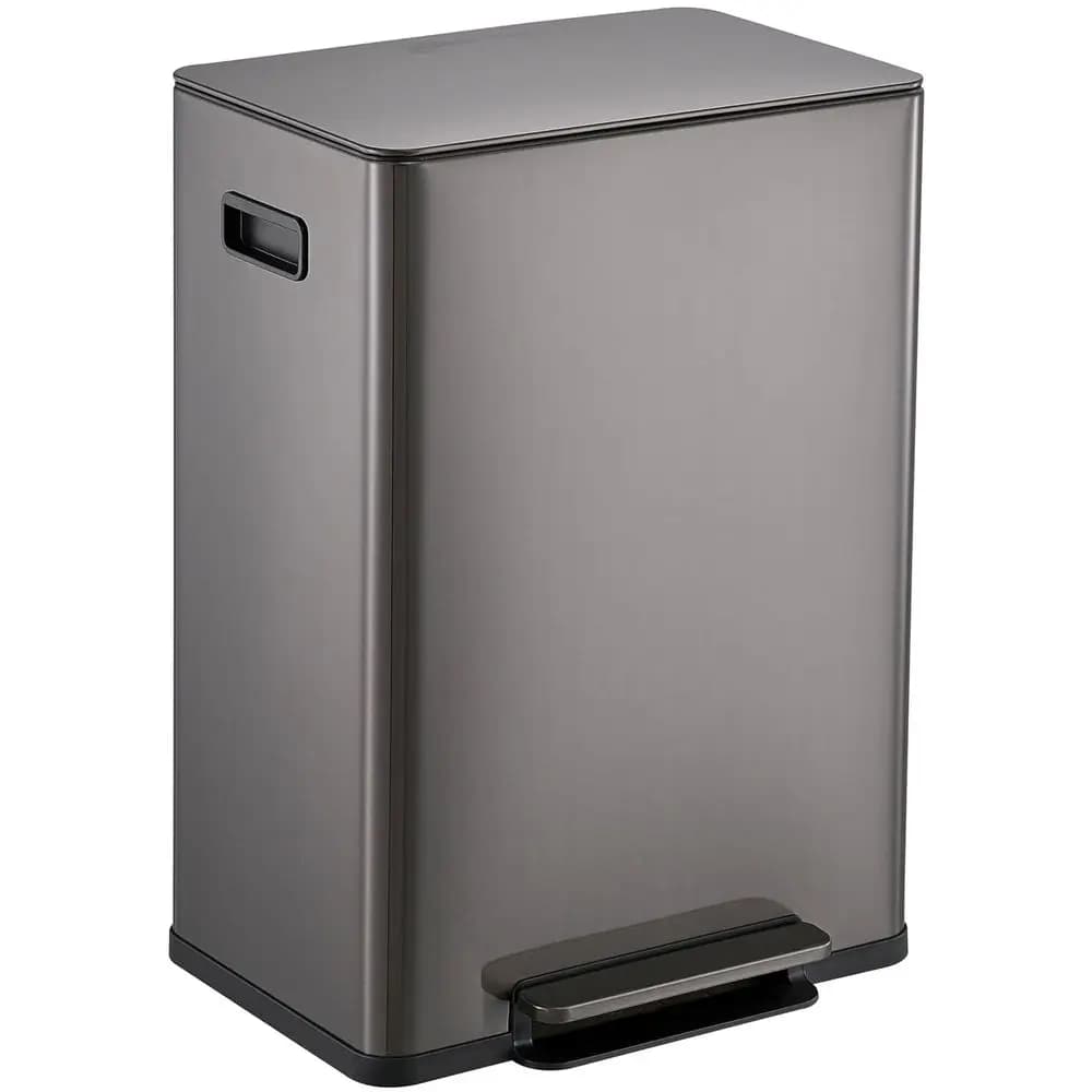 Ininity Edge 60 Litri / 16 Galloni, Pattumiera da Cucina Extra Large con Apertura a Pedale, Coperchio Singolo a Chiusura Ammortizzata, Contenitore per Riciclaggio, Acciaio Inossidabile