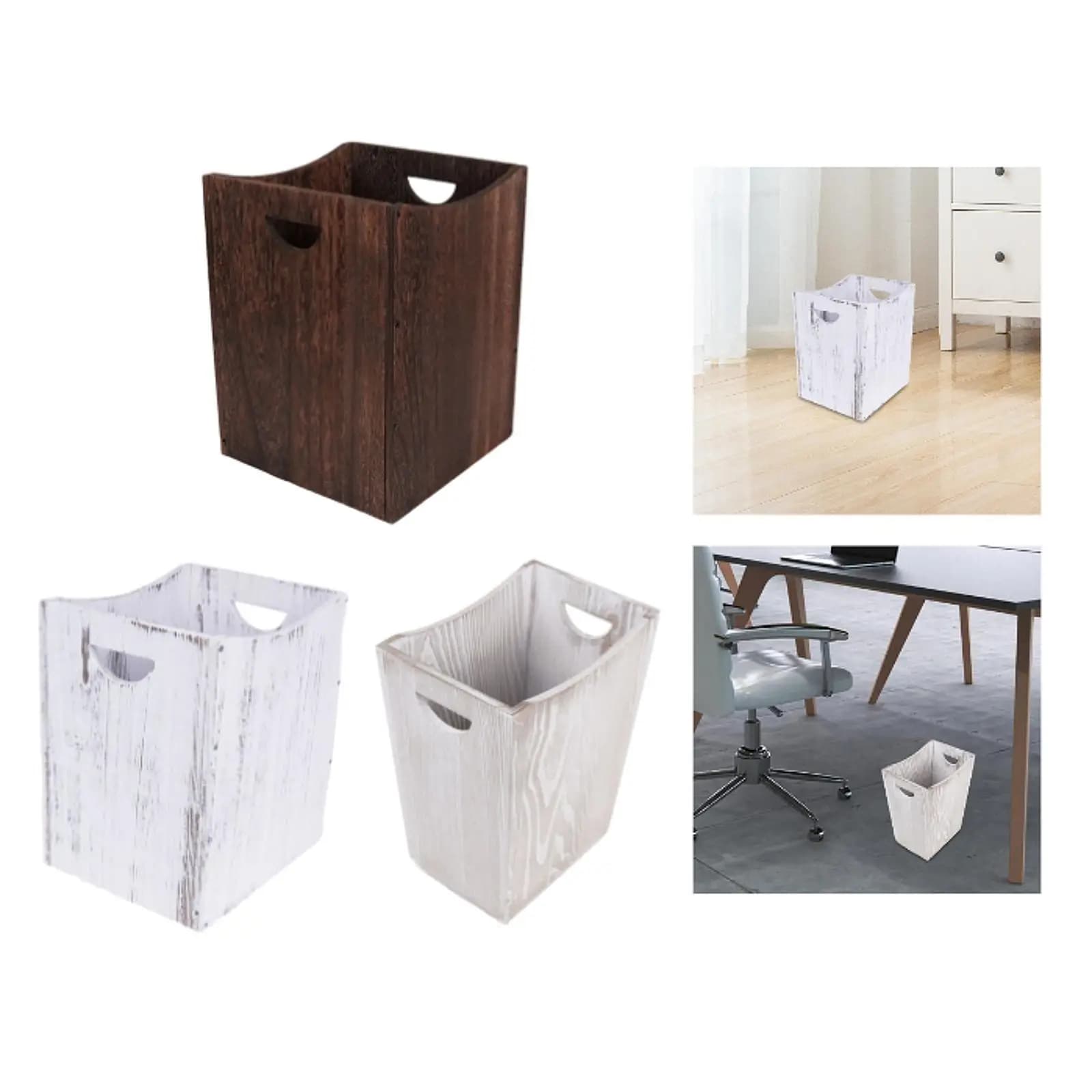 Contenitore per Rifiuti in Legno Riutilizzabile con Manico, Stile Nordico Rustico, Cestino per Decorazione Soggiorno, Scrivania, Dormitorio, Camera da Letto
