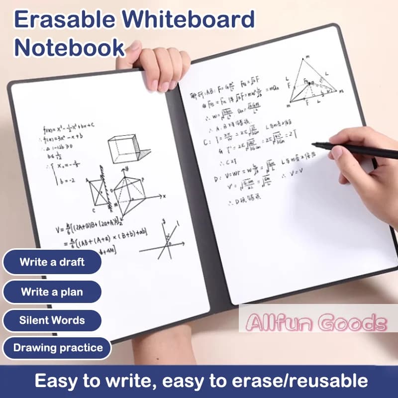 1Pc Reusable Whiteboard Notebook Set With Whiteboard Pen Erasing Cloth Leather Memo Pad Weekly Planner Portable Stylish Office