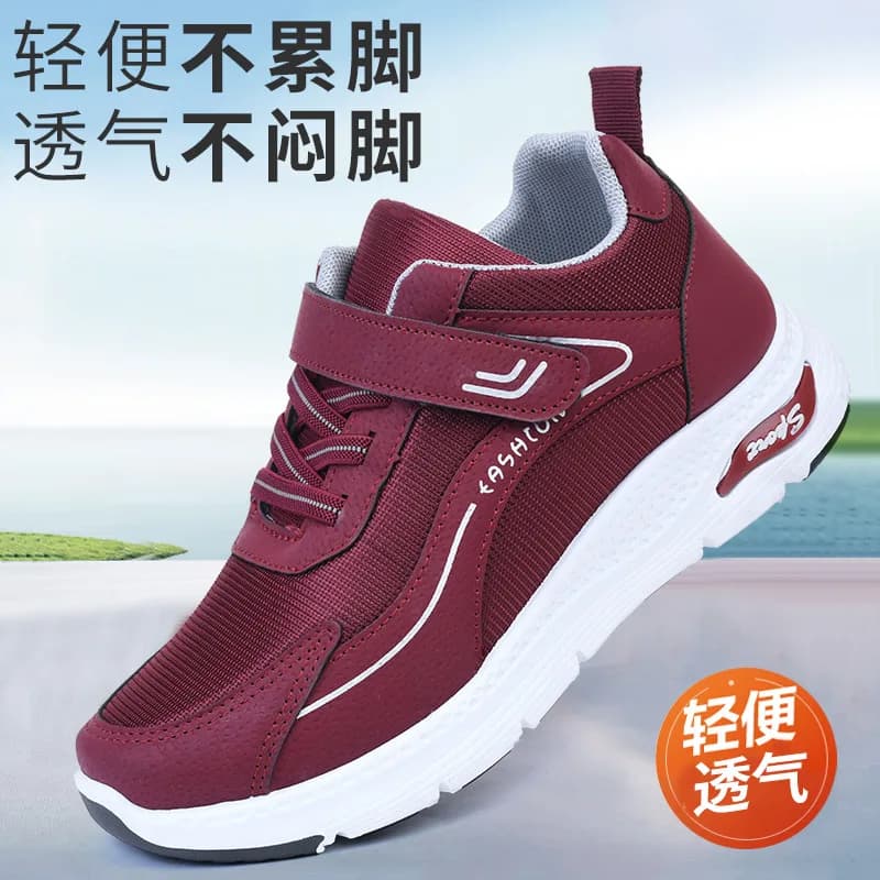 2024Primavera e autunno nuove scarpe da passeggio Old Beijing per donna, scarpe da mamma comode con suola morbida, scarpe casual leggere e traspiranti
