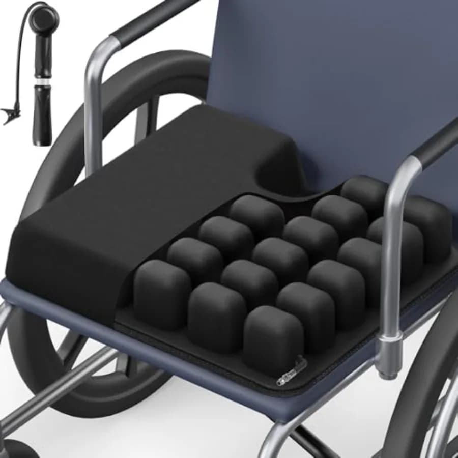 Cuscino Gonfiabile per Sedia a Rotelle con Camere d'Aria Dinamiche per Piaghe da Pressione e Ulcere, Cuscino Ergonomico a U per Alleviare la Pressione