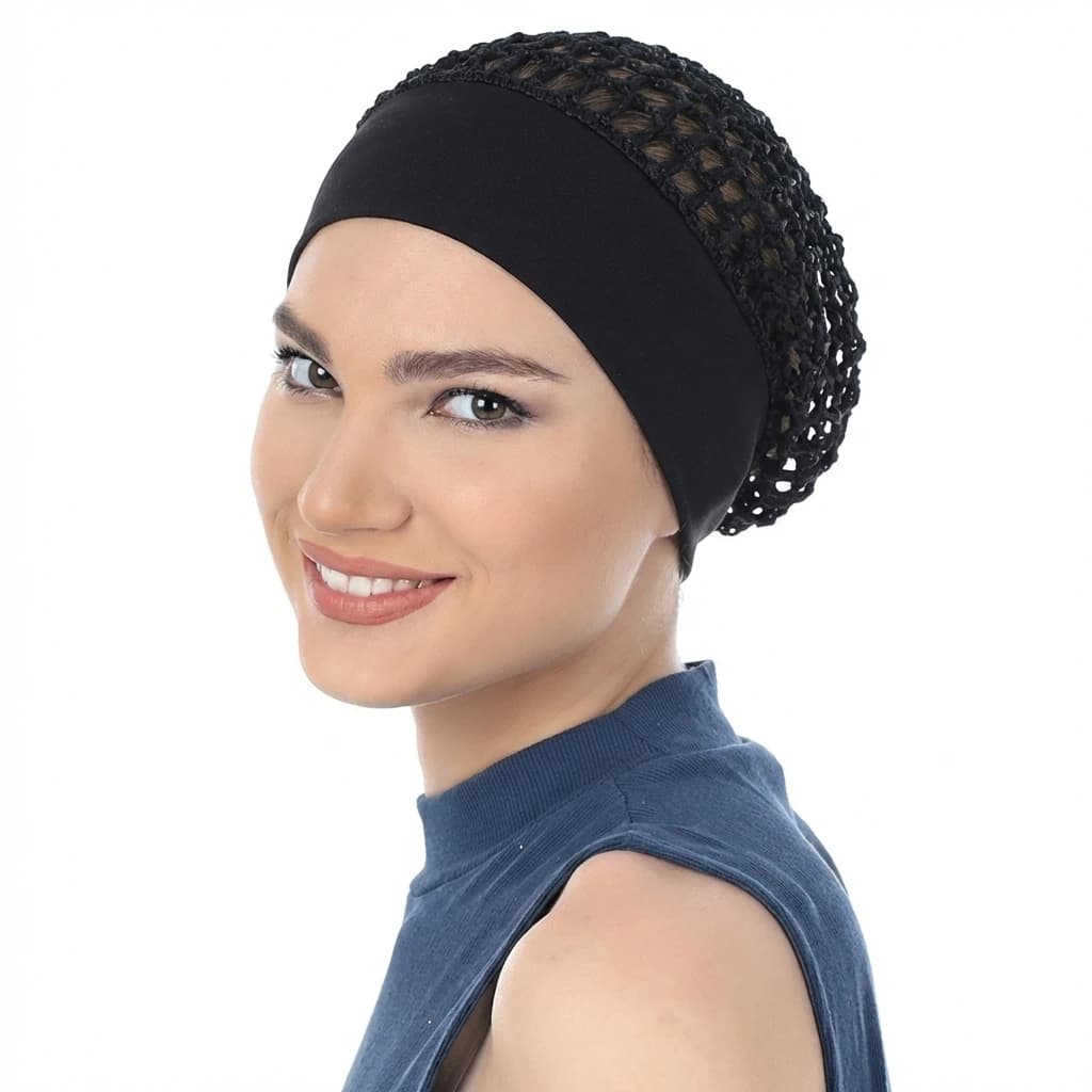 New Women Stretchy Hand Wide Band Crocheted Hair Net Bonnet Breathable Mesh Net Wig Cap Hair Protection Styling Night Care